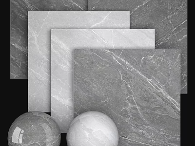 Gray And White Marble Veined Floor Tiles Sample Display For Modern Home Interior Design 3d model