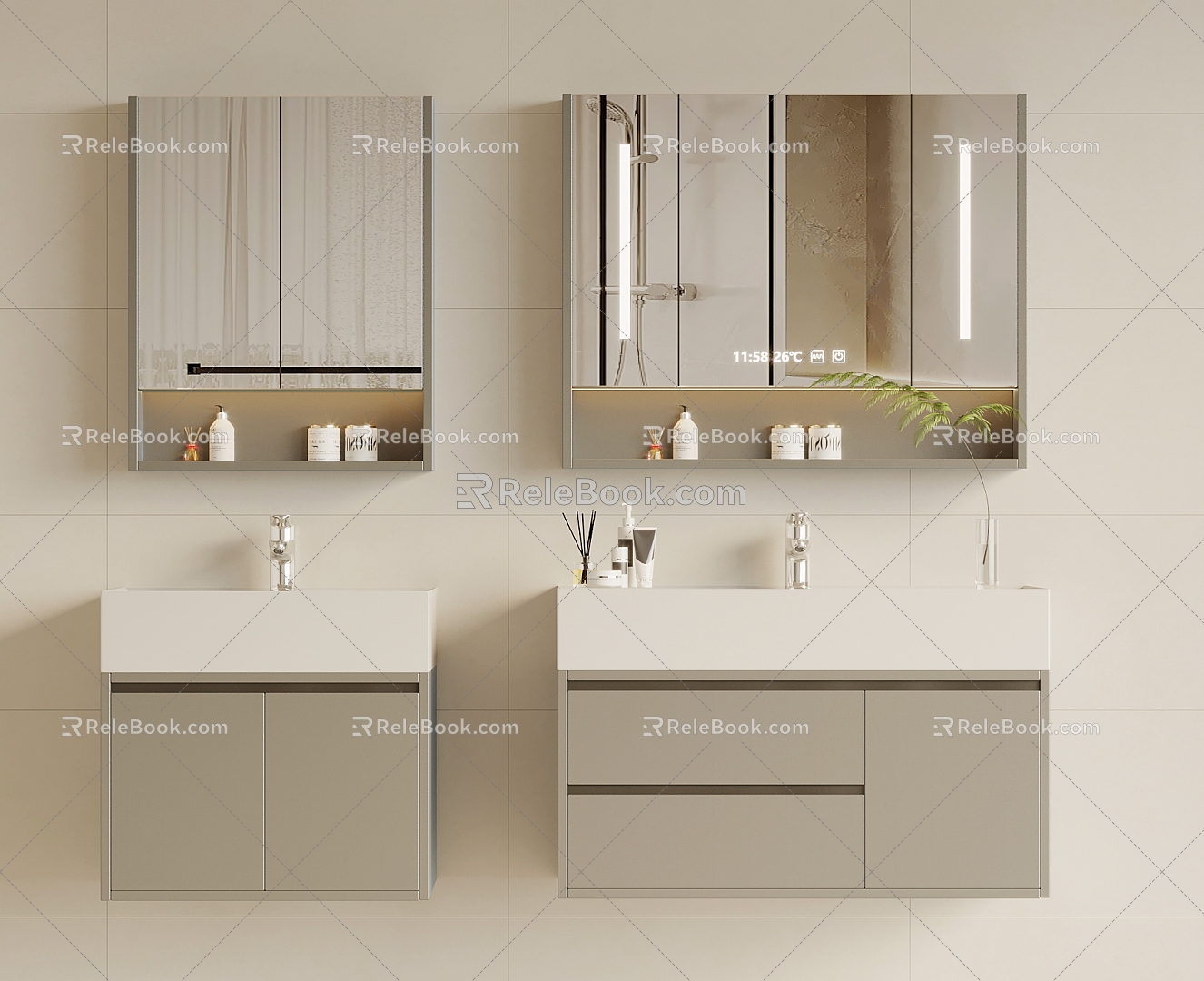 modern sink bathroom cabinet 3d model