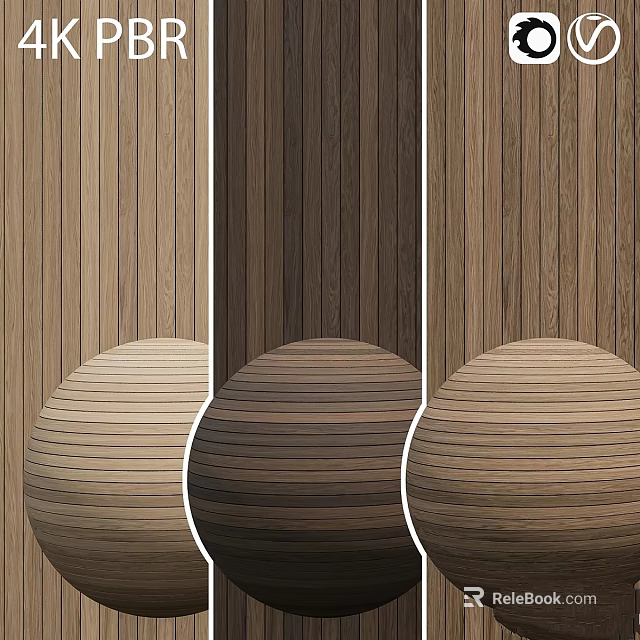 Wood Grain Texture Samples With Decorative Balls In Different Natural Tones 3d model 
