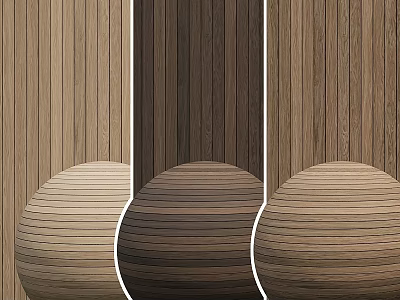 Wood Grain Texture Samples With Decorative Balls In Different Natural Tones 3d model