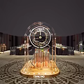 Elegant Exhibition Entrance with Curved Structure Illuminated Strips and Circular Artisan Life Design