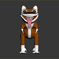 Playful 3D Game Movie Character With Orange Body White Paws Standing Pose And Sticking Tongue