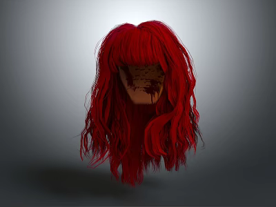 Mysterious Horror Character Head With Red Curly Hair And Bloodstained Face 3d model