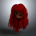 Mysterious Horror Character Head With Red Curly Hair And Bloodstained Face