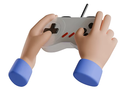 Decorative Ornament Set With Hand Model Holding Gray Game Controller Blue Cuffs Red Lines 3d model