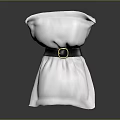 Stylish White Garment with Black Belt and Gold Buckle Waist Detail