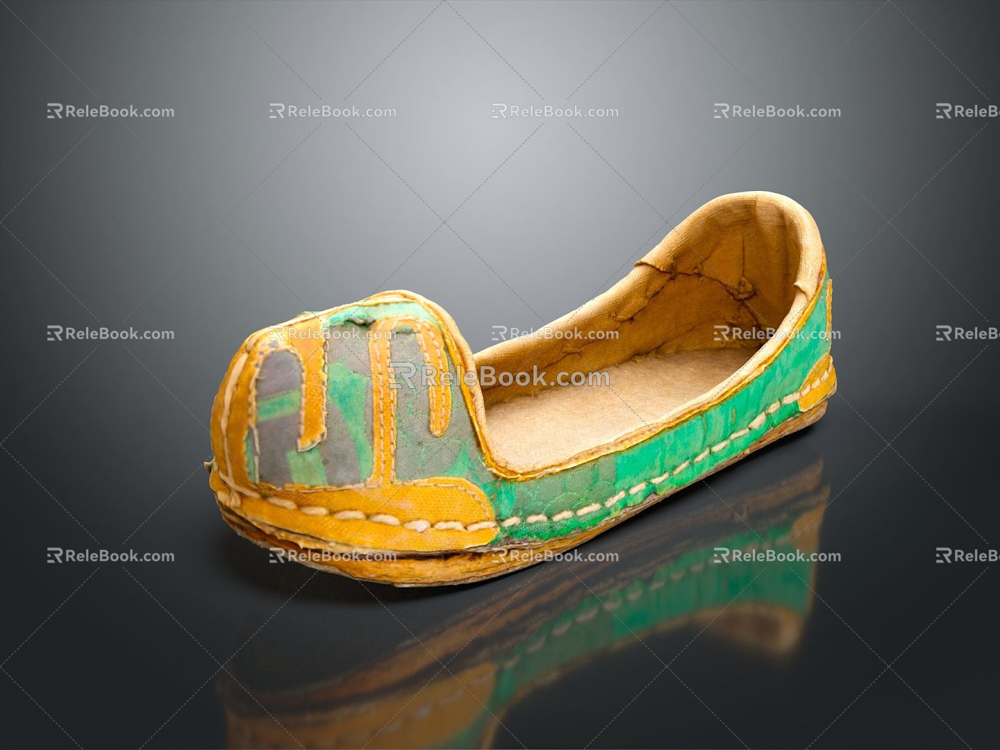 Modern Embroidered Shoes Shoes Ancient Shoes 3d model