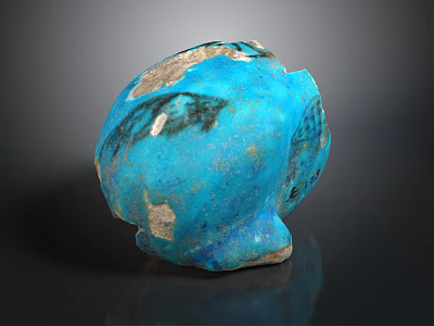 Blue Artisan Sculpture Carving With Textured Surface And Weathered Details 3d model