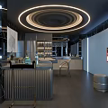 Stylish Home Theater Room With Starry Ceiling LED Strip Lights Mirrored Walls And Sofa
