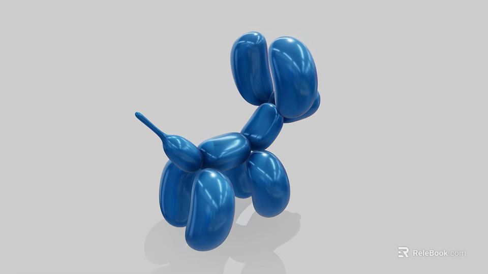 Blue Balloon Dog Sculpture with Shiny Surface and Playful Design 3d model 
