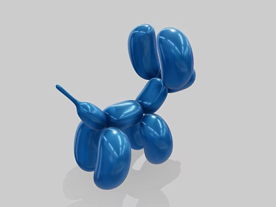 Blue Balloon Dog Sculpture with Shiny Surface and Playful Design 3d model