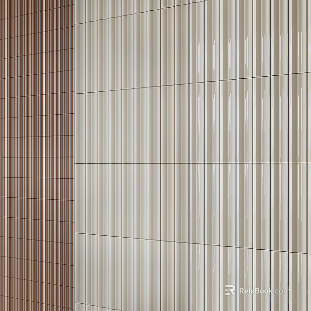 Brown And Beige Vertical Striped Floor Tiles For Modern Interior Design 3d model 