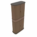 Modern Brown Wooden Entryway Side Cabinet With Vertical Slats And Decorative Band