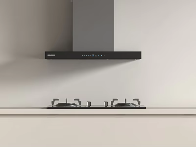 Efficient Modern Kitchen Appliances With Range Hood And Gas Stove Cooking Setup 3d model