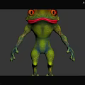 3D Rendered Frog Character With Green Body Red Eyes And Red Mouth