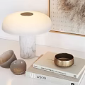 Modern Decorative Accessories Set With Marble Lamp Golden Art Pampas Grass Brass Bowl And Books
