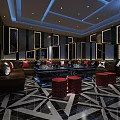 Modern KTV Interior With Luxurious Design Sofa Coffee Table Large Screen And Lighting 3d model