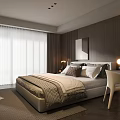 Modern Bedroom Interior Design With Large Bed Curtains And Accent Lighting
