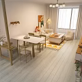 Bright Cozy Modern Living Room With Natural Light Wood Furniture And Comfortable Integrated Dining Area