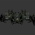 Mechanical Robot Character Featuring Biomechanical Structure Multiple Weapons And Metallic Armor