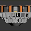 Circular Mechanical Equipment With Orange Black Stripes Silver Frame And Yellow Center