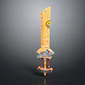 Yellow Decorative Toy Sword 3D Model With Smiley Face And Decorative Hilt Stand