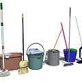 Essential Household Daily Cleaning Supplies With Mops Buckets Brooms And Tools