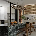 Modern Living Dining Area With Floor to Ceiling Windows City View Sofa and Accent Chair