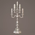 Vintage Golden Table Lamp With Ornate Carved Design And Multiple Candle Shaped Bulbs