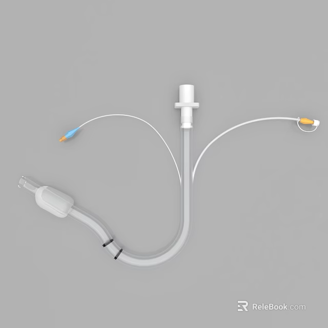 Medical Device Catheter With Blue And Yellow Tubes And Connecting Components 3d model 