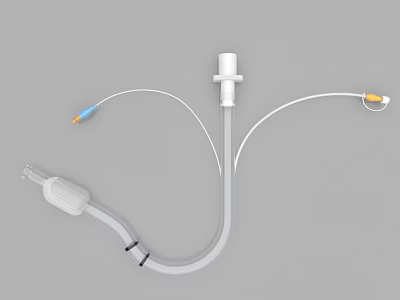 Medical Device Catheter With Blue And Yellow Tubes And Connecting Components 3d model