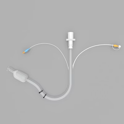 Medical Device Catheter With Blue And Yellow Tubes And Connecting Components 3d model