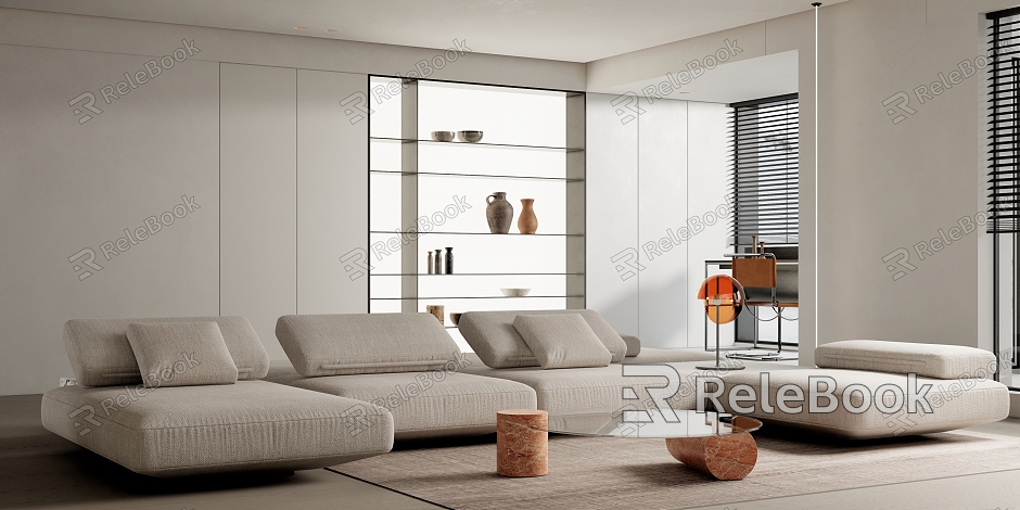 modern living room cream living room model