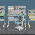 Colorful Kids Study Desks With Bookshelves Adjustable Chairs And Decorative Elements