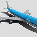 Blue KLM Passenger Airplane Exterior Design With Tail Details And Wings