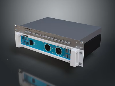 Computer Server Chassis With Silver Top Blue Front Panel Control Knobs And Ports 3d model