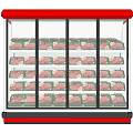 Red Commercial Refrigerated Display Case Filled With Various Meats For Store 3d model
