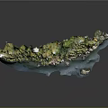 Garden Landscape Design With Lush Green Vegetation Rocky Shores And Water Area