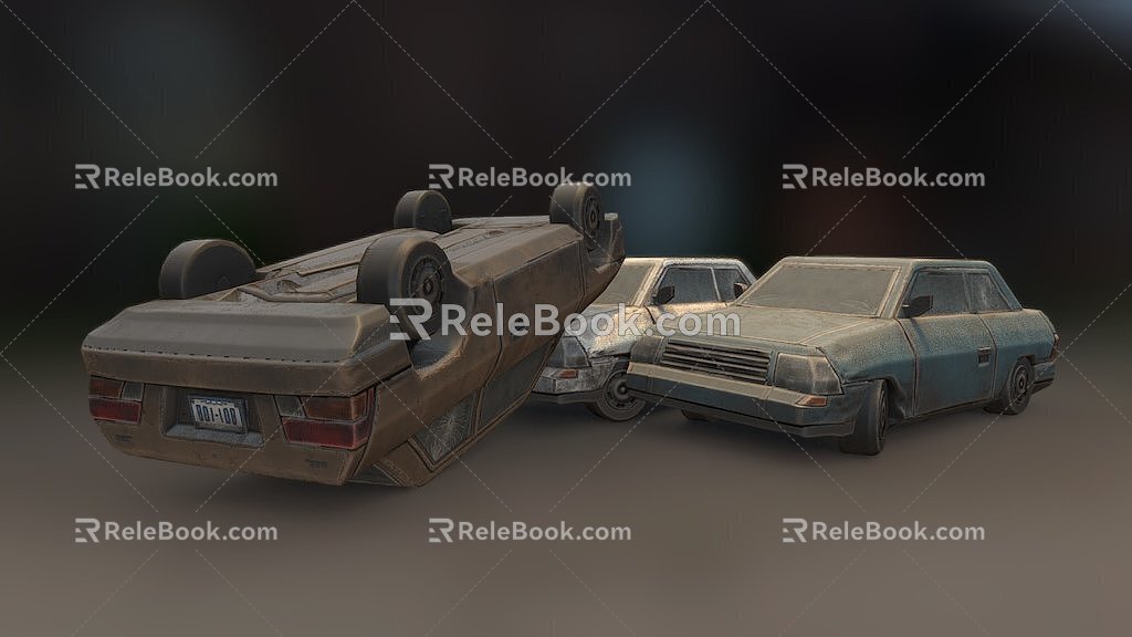 car damaged by flood 3d model