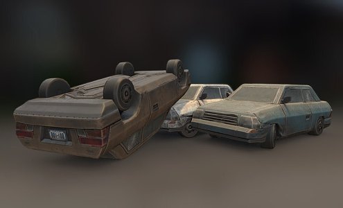 car damaged by flood 3d model