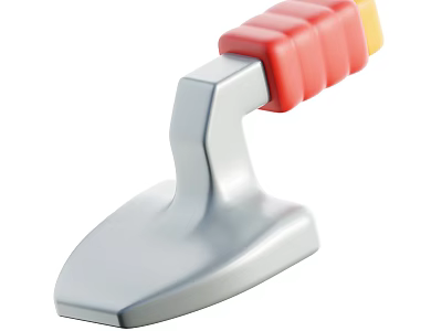 Agricultural Garden Tool With Red Grip Handle And Silver Metal Blade 3d model