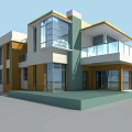 Modern Detached Villa Exterior Design With Balcony Glass Railing And Large Windows
