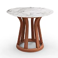 Elegant Modern Round Side Table With Marble Top And Wooden Base 3d model