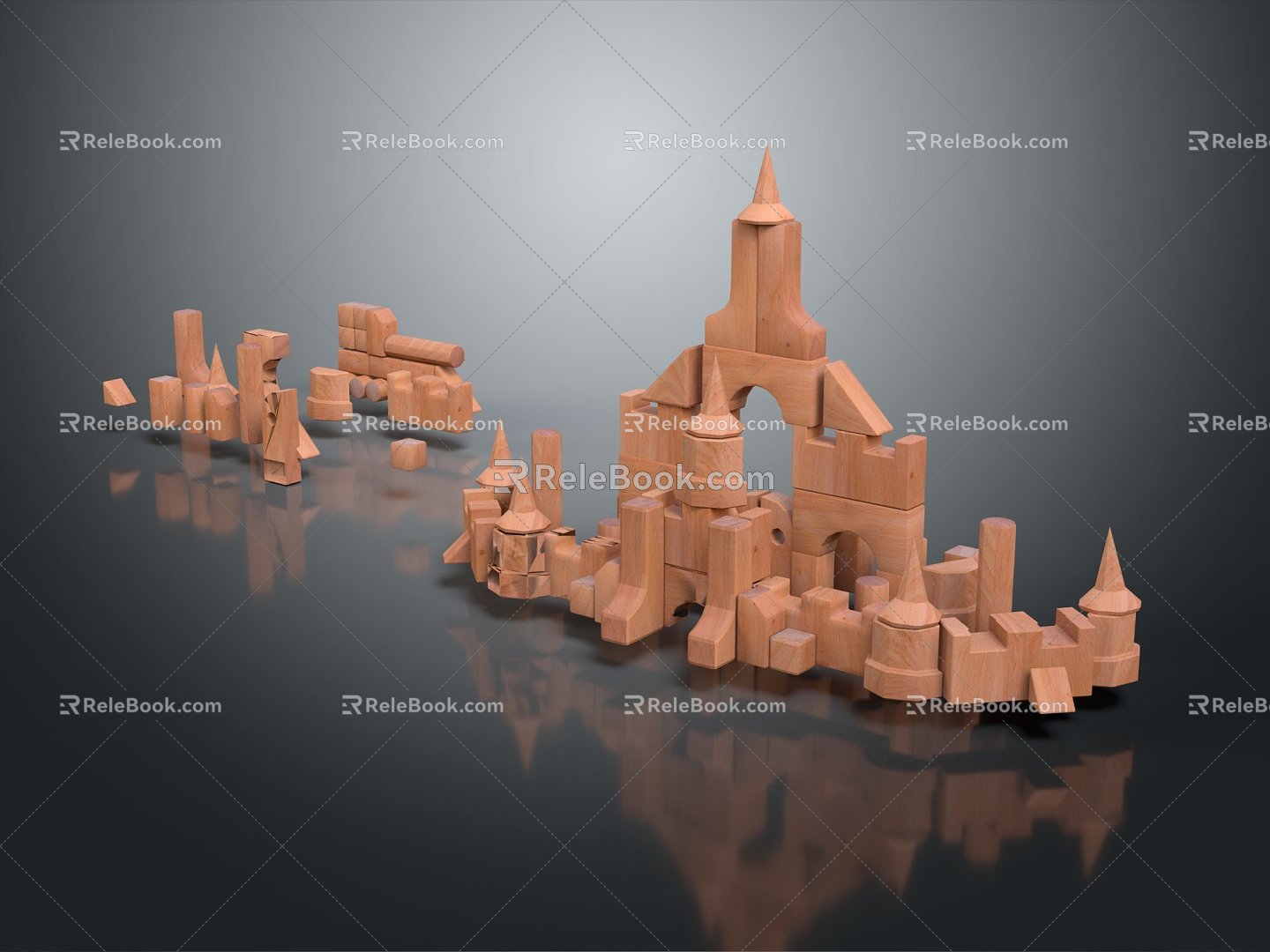 Modern Building Blocks Toy Building Blocks Toy Building Blocks Castle Wood Castle 3d model