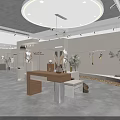 Modern September Clothing Storefront With Glass Windows Display Racks And Chandeliers