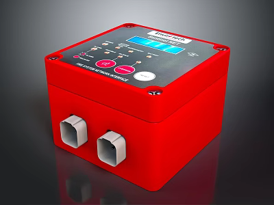 Red Electronic Control Unit With Display Screen Buttons And Ports For Household Use 3d model