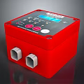 Red Electronic Control Unit With Display Screen Buttons And Ports For Household Use