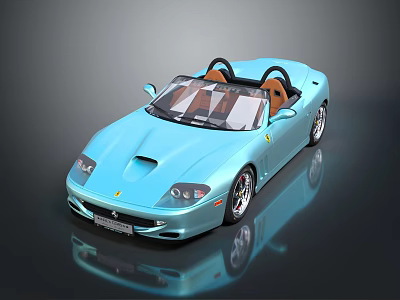 Light Blue Ferrari Convertible Sports Car With Two Seater Design And Shiny Exterior 3d model