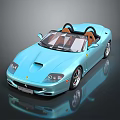Light Blue Ferrari Convertible Sports Car With Two Seater Design And Shiny Exterior