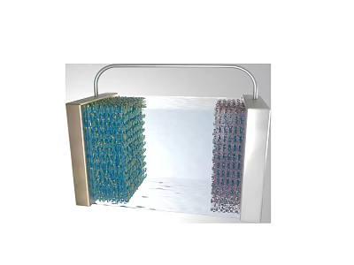 Modern Household Appliance with Metal Frame Transparent Body and Blue Purple Functional Grids 3d model